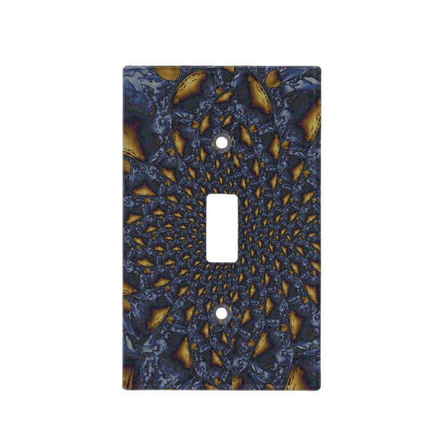 Gold and Silver Blue Molten Metal Light Switch Cover (Front)