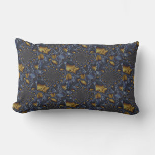 Gold and Silver Blue Molten Metal Lumbar Pillow