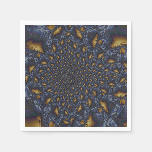 Gold and Silver Blue Molten Metal Napkins (Front)