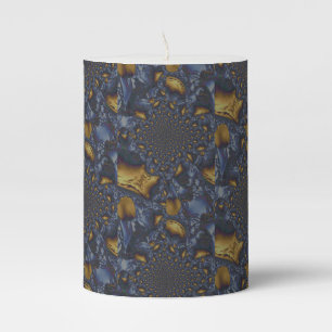 Gold and Silver Blue Molten Metal Pillar Candle