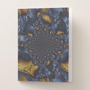 Gold and Silver Blue Molten Metal Pocket Folder
