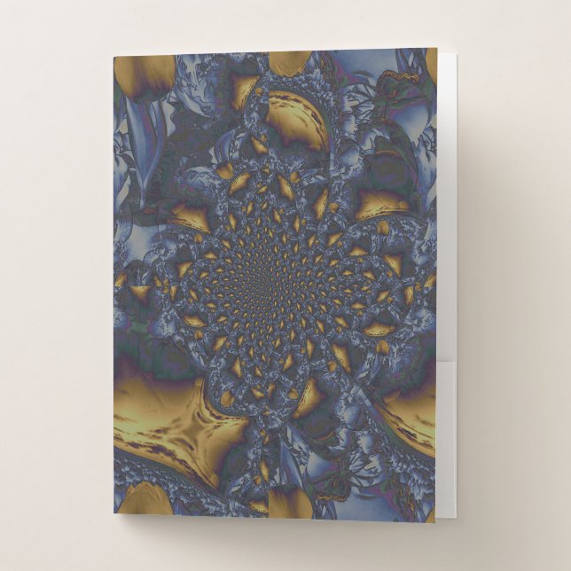 Gold and Silver Blue Molten Metal Pocket Folder (Front)