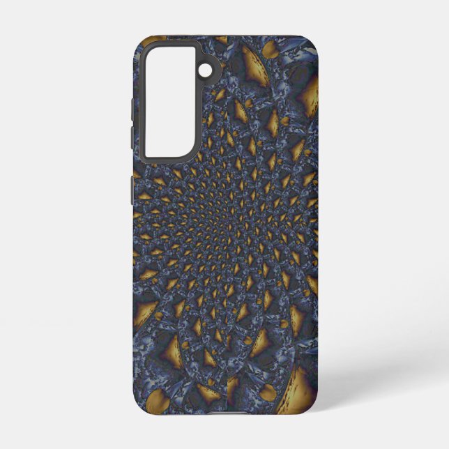 Gold and Silver Blue Molten Metal Samsung Galaxy Case (Back)