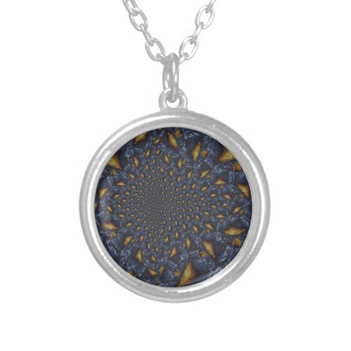 Gold and Silver Blue Molten Metal Silver Plated Necklace