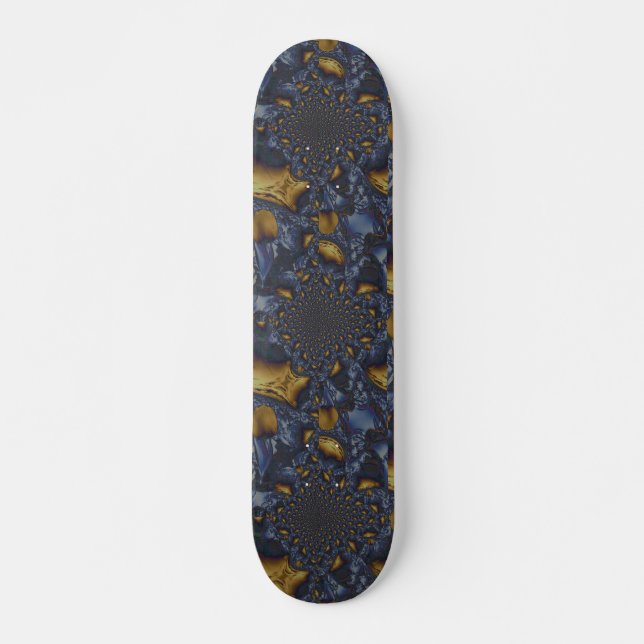 Gold and Silver Blue Molten Metal Skateboard (Front)