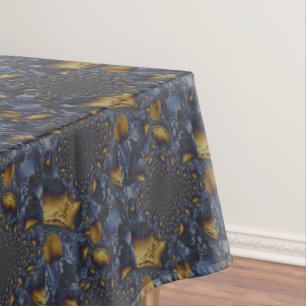 Gold and Silver Blue Molten Metal Tablecloth