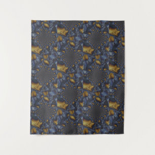 Gold and Silver Blue Molten Metal Tapestry