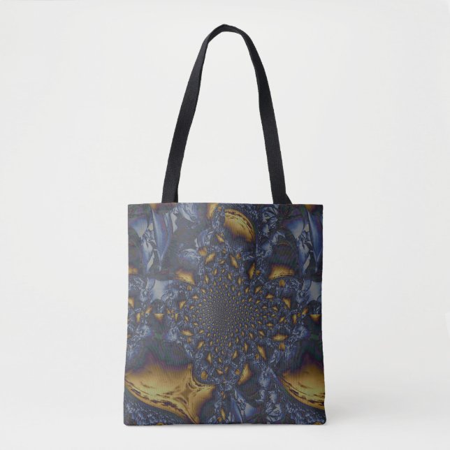 Gold and Silver Blue Molten Metal Tote Bag (Front)