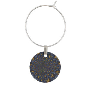 Gold and Silver Blue Molten Metal Wine Charm