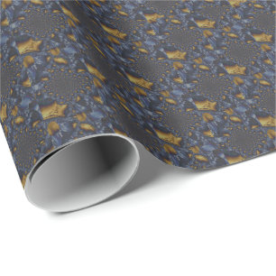 Gold and Silver Blue Molten Metal Wrapping Paper
