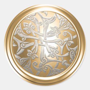 Gold And Silver Celtic Damask Envelope Seal by TailoredType at Zazzle