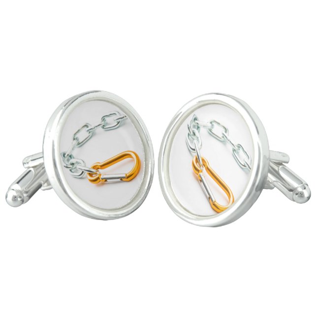 Gold and silver chain clip with links cufflinks (Angled)