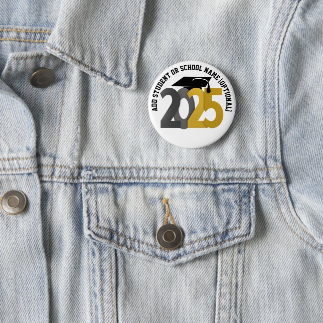 Gold and Silver Class of 2025 Graduation Button (In Situ)