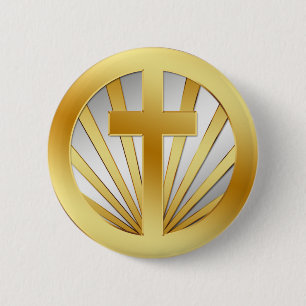 GOLD AND SILVER CROSS BUTTON
