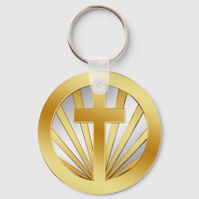 GOLD AND SILVER CROSS KEYCHAIN (Front)