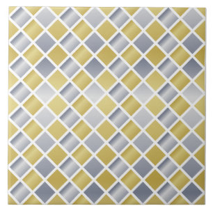 Gold and Silver (Diamond Checkered) Ceramic Tile