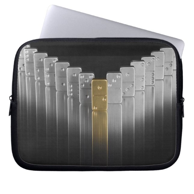 Gold and silver dominoes laptop sleeve (Front)