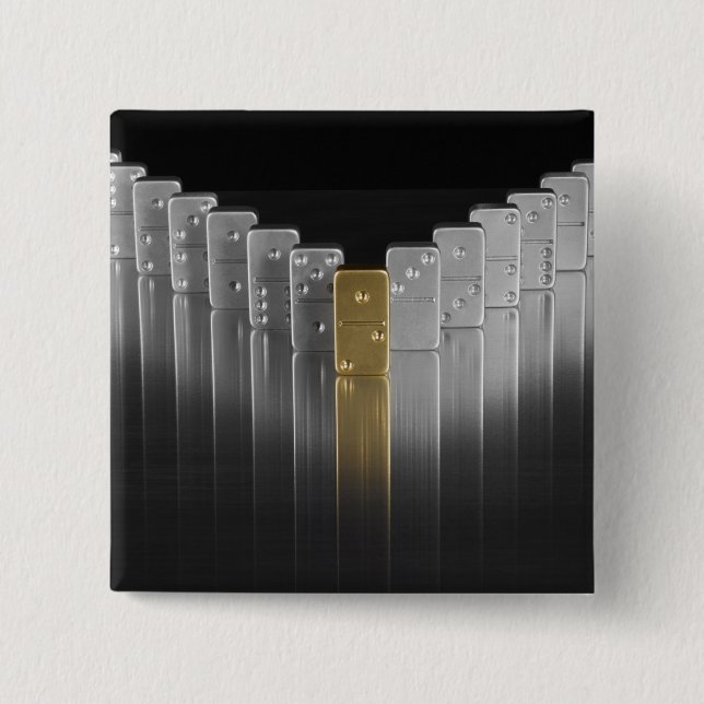 Gold and silver dominoes pinback button (Front)