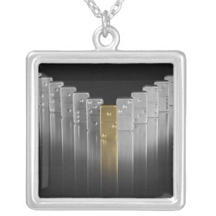 Gold and silver dominoes plated necklace