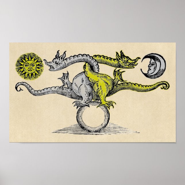Gold and Silver Dragon Symbol Poster (Front)