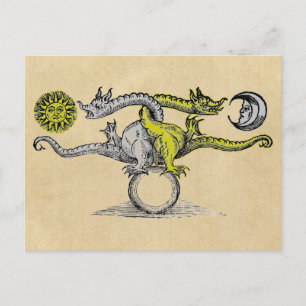 Gold and Silver Dragons of Alchemy Postcard