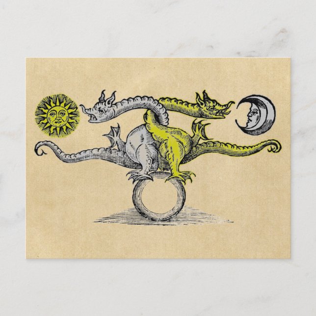 Gold and Silver Dragons of Alchemy Postcard (Front)