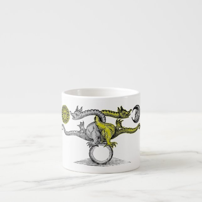 Gold and Silver Dragons United Espresso Cup (Front)