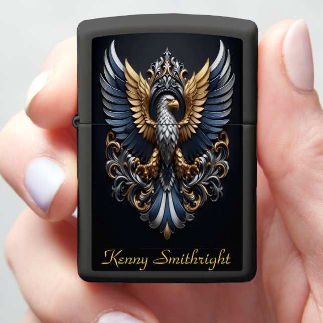 Gold And Silver Eagle Zippo Lighter (In Hand)