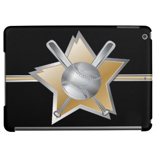 Gold and silver effect baseball star iPad air case