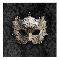Gold and Silver Filigree Venetian Mask
