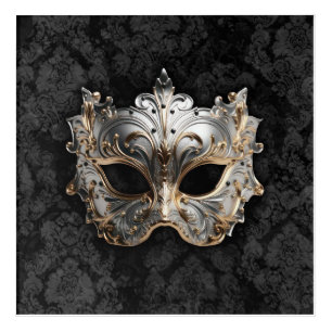 Gold and Silver Filigree Venetian Mask Acrylic Print