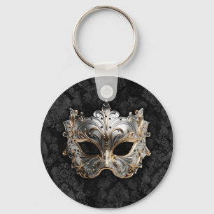Gold and Silver Filigree Venetian Mask Keychain