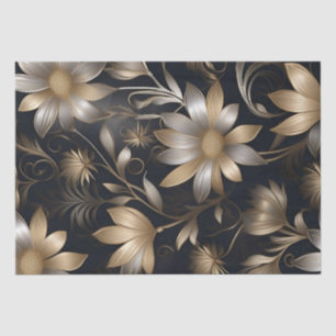 Gold and Silver Flowers Decoupage /  Tissue Paper