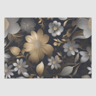 Gold and Silver Flowers Decoupage / Tissue Paper