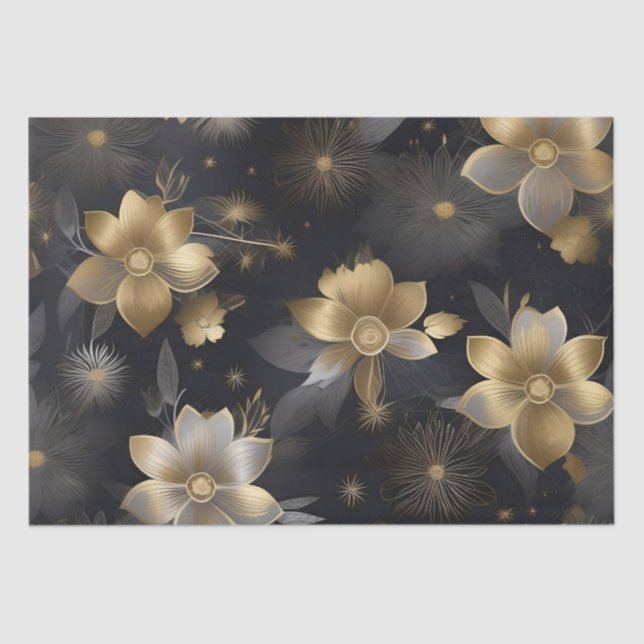 Gold and Silver Flowers Decoupage /  Tissue Paper (Front)