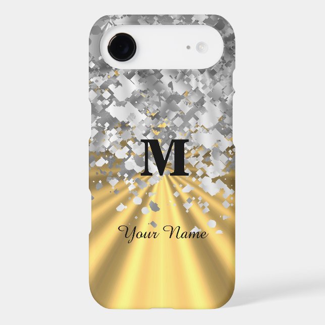 Gold and silver glitter monogrammed Case-Mate iPhone case (Back)