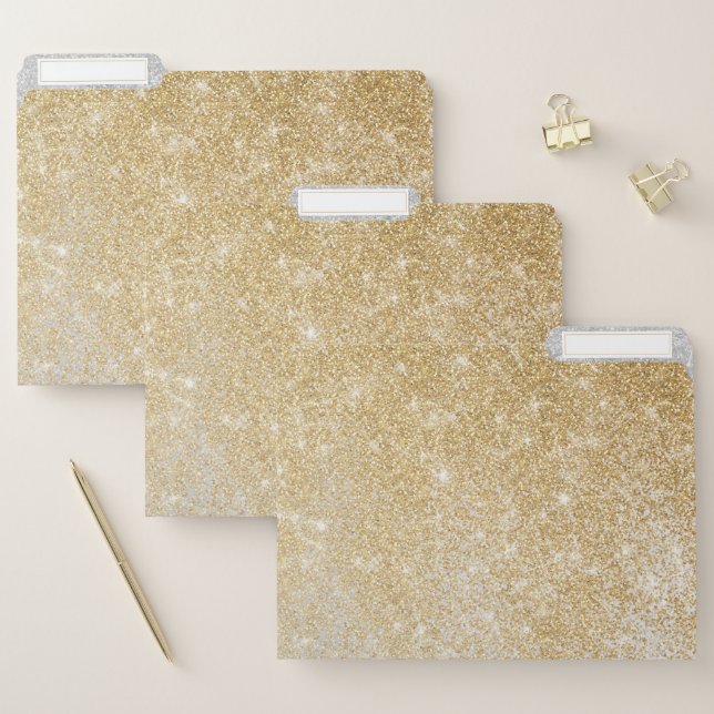 Gold and Silver Glitter Ombre Luxury Design  File Folder (Set)