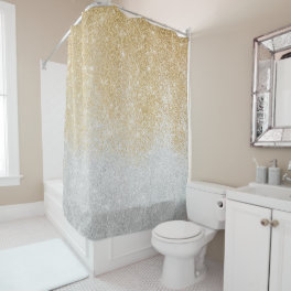 Gold and Silver Glitter Ombre Luxury Design Shower Curtain
