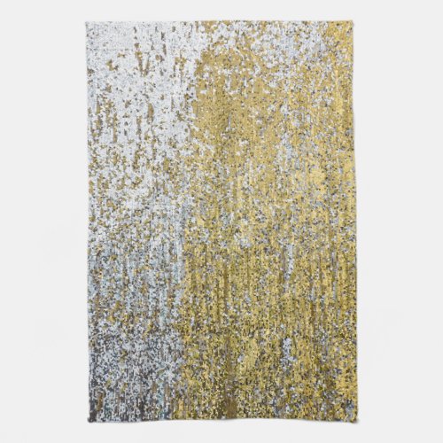 Gold and Silver Grunge Glitter Kitchen Dish Towel