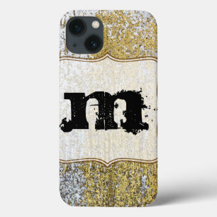 Gold and Silver Grunge Glitter Monogram IPAD Case