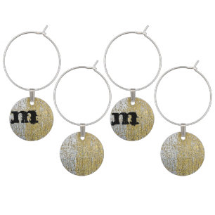 Gold and Silver Grunge Monogram Initial Wine Charm