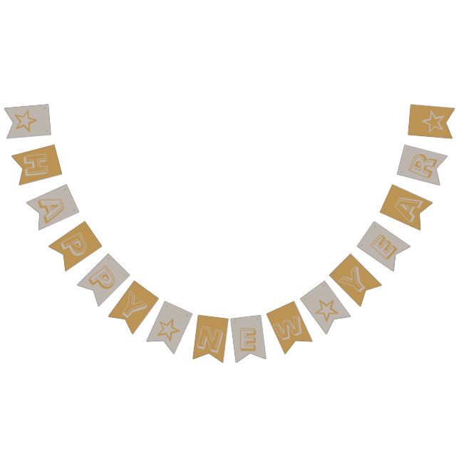 Gold and Silver Happy New Year Bunting Flags (All)