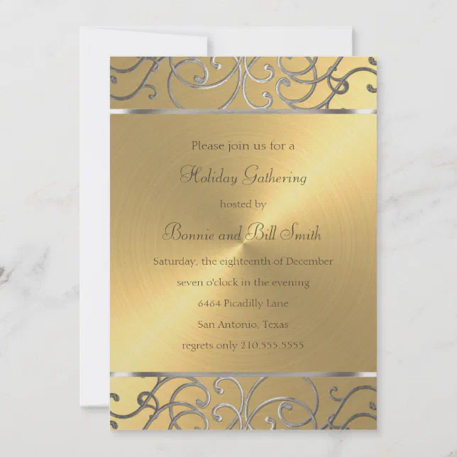 Gold and Silver Holiday Party Invitation | Zazzle