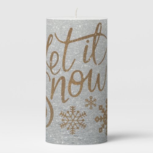 Gold and Silver Holiday Pillar Candle