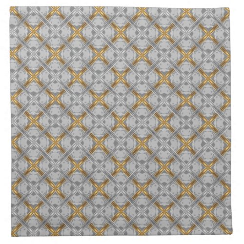 Gold and Silver Laced Medallions Pattern Cloth Napkin