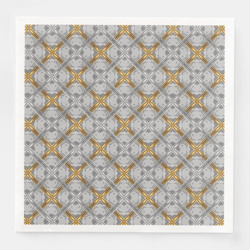 Gold and Silver Laced Medallions Pattern Paper Dinner Napkins