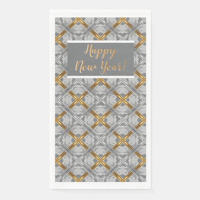 Gold and Silver Laced Medallions Pattern Paper Guest Towels (Front)
