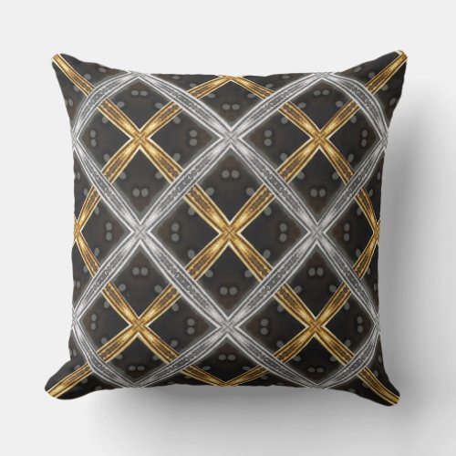 Gold and Silver Laced Pattern Throw Pillow
