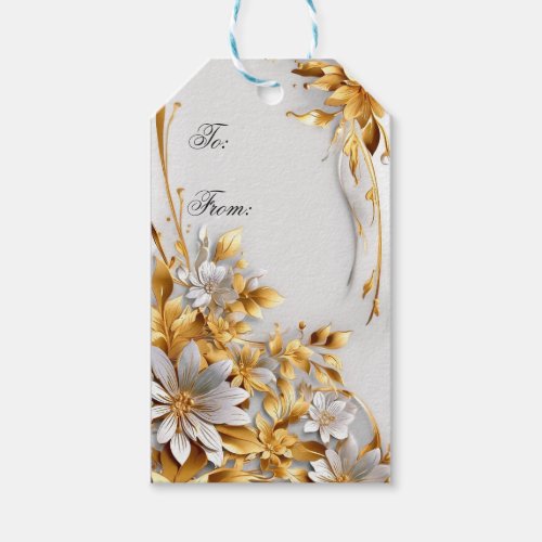 Gold and Silver LeafFlower Gift Tag Customizable