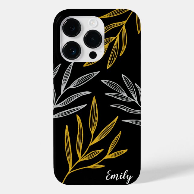 Gold and Silver Leaves Personalized Phone Case (Back)